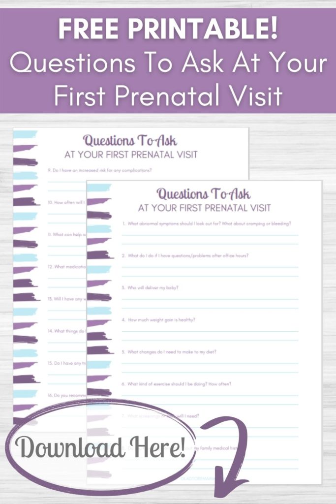 Important Questions To Ask At Your First Prenatal Visit Printable