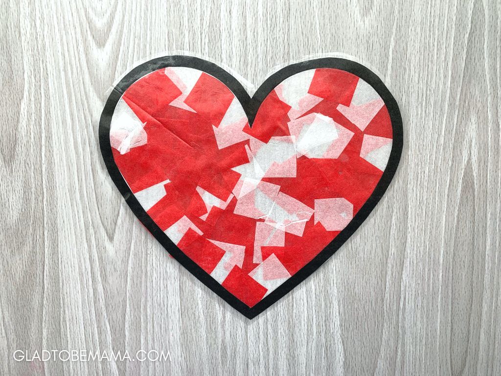 Tissue Paper and Contact Paper Heart Craft - Valentine's Day Activities for Toddlers