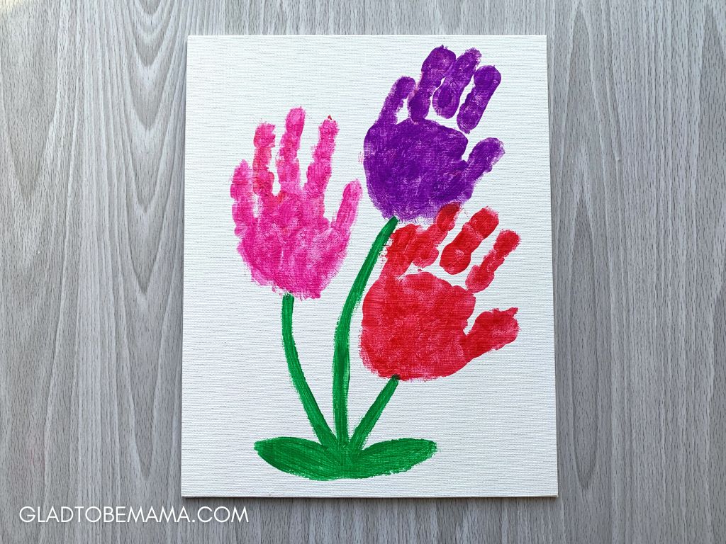 Valentines-Flower-Handprint-Painting - Ways to Celebrate Baby's First Valentine's Day