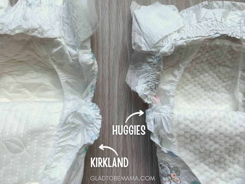 Leg elastics in Kirkland and Huggies